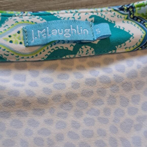 J.McLaughin Gisel Tunic Catalina V Neck Speckle Blue/White/Green Patterned Small - Picture 6 of 12